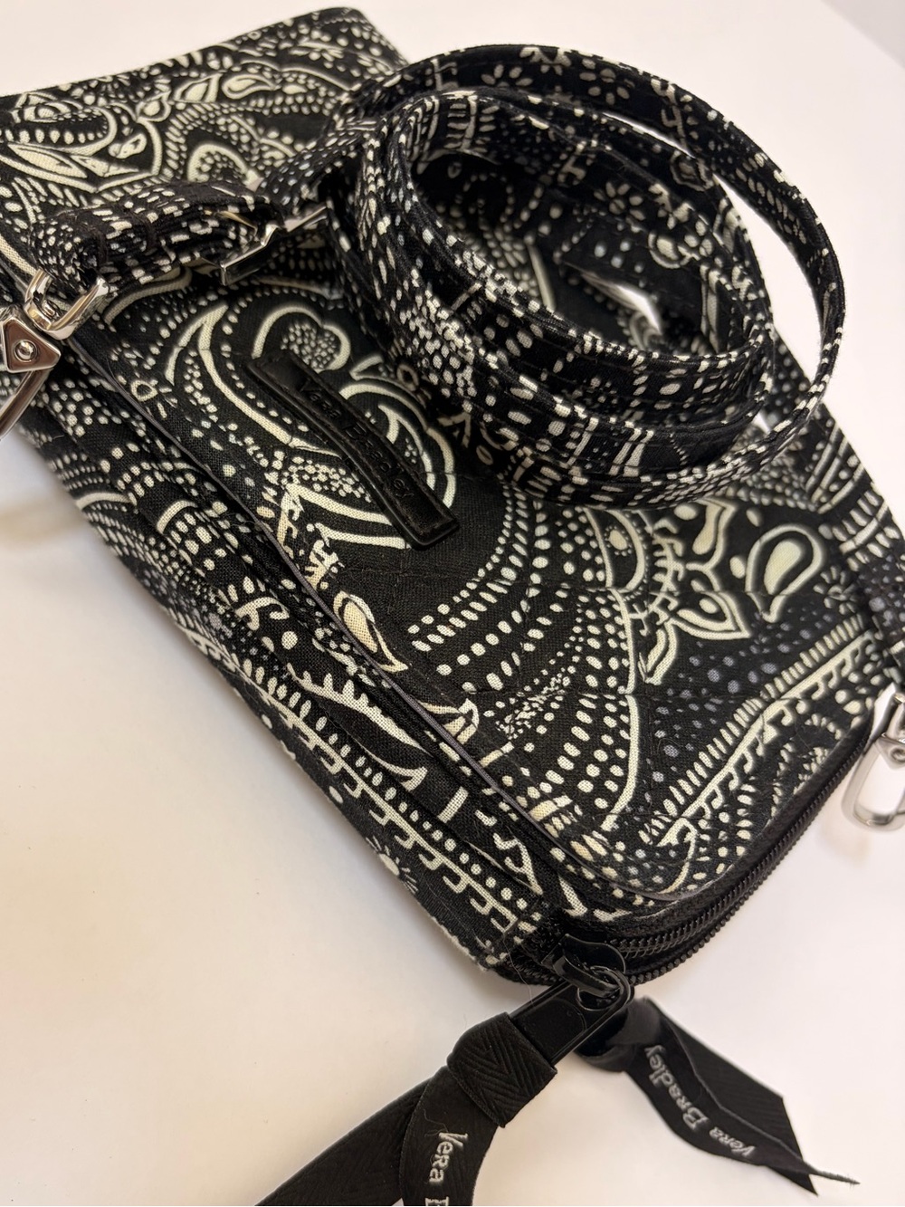 Black Paisley Crossbody Phone Bag
